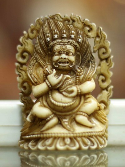 [real Bone Carved], Statue Of Two Arms Mahakala Panjaranatha