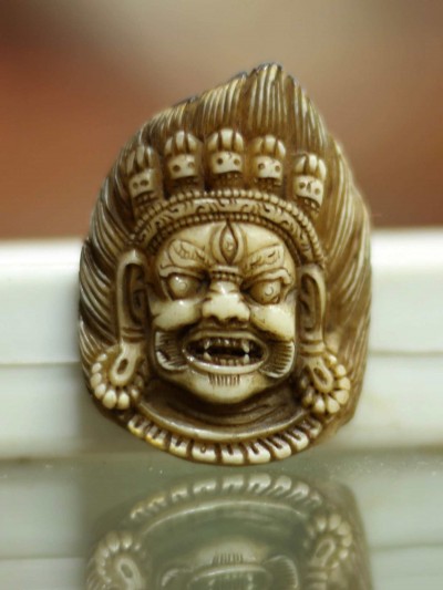 [real Bone Carved], Statue Of Mahakala Head