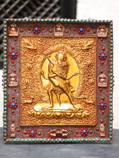 Chakrasamvara With Consort, [shakti], Yab-yum Wooden Wall Hanging With [siku Design]