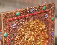Amitabha Buddha Wooden Wall Hanging With [siku Design] And [metal Setting]