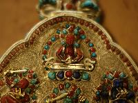 Silver Ghau With Siku Desize And [stone Setting] With Aparimita, Khadga Pani, With 8 Different Buddhist Gods, [sold]