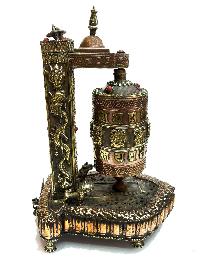 Cooper Prayer Wheel With Stand With Combo Incense Holder