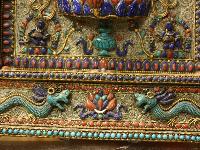 Green Tara Wall Hanging With [metal Setting], [siku Design], [stone Setting], And [gold Plated], Cheppu On Top And Green Tara As Main Motive And Ashtamangala On Sides