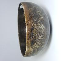 [stock No : 24] Handmade Beaten Therapy Bowl With Etching And Carving [a], [crown Chakra], [select Accessories]