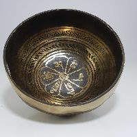 [stock No : 36] Handmade Beaten Therapy Bowl With Etching And Carving [f], [heart Chakra], [f] Heart Chakra, [select Accessories]