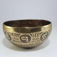 [stock No : 38] Handmade Beaten Therapy Bowl With Etching And Carving [b], [crown Chakra], [select Accessories]