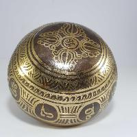 [stock No : 38] Handmade Beaten Therapy Bowl With Etching And Carving [b], [crown Chakra], [select Accessories]