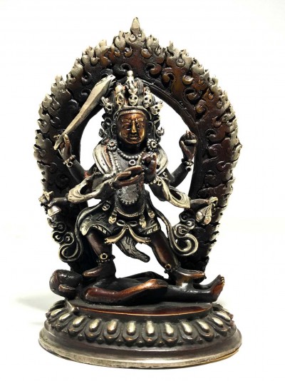 Statue Of Mahakala Four Arms Chocolate Oxidized