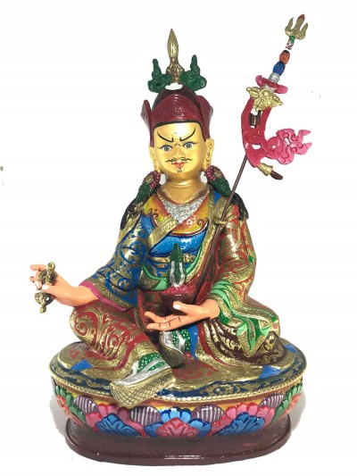 Statue Of Padmasambhava [gold Plated] And [traditional Color Finishing]