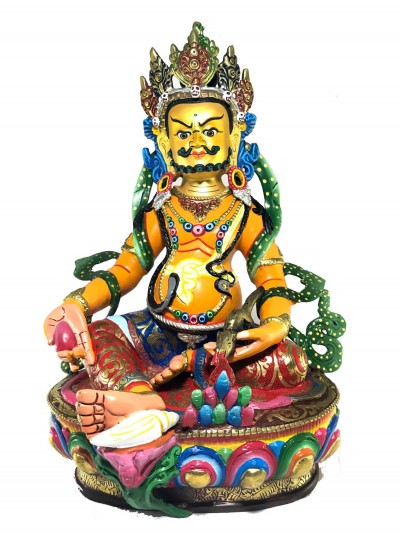 Statue Of Yellow Jambhala [gold Plated] And [traditional Color Finishing]