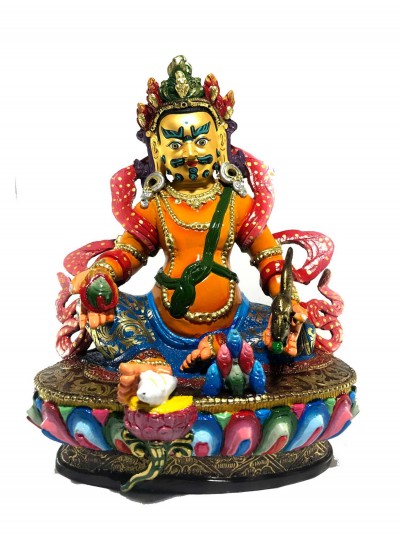 Statue Of Yellow Jambhala [gold Plated] And [traditional Color Finishing]