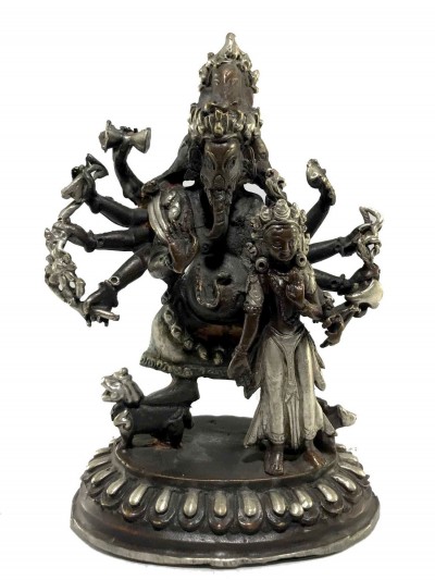 Statue Of Ganesh And Its Consort Riddhi Silver Plated Oxidized