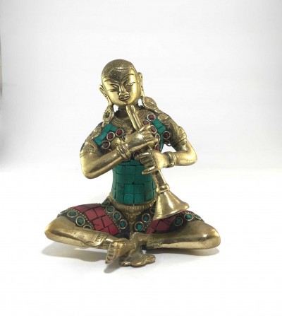 Statue Of Shehnai Player With Stone Setting