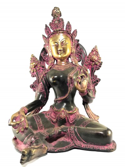 Statue Of Green Tara Double Color Finishing