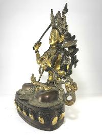 Statue Of Manjushri Double Color Finishing With Silver Plated