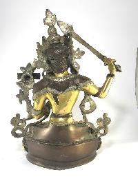 Statue Of Manjushri Double Color Finishing With Silver Plated