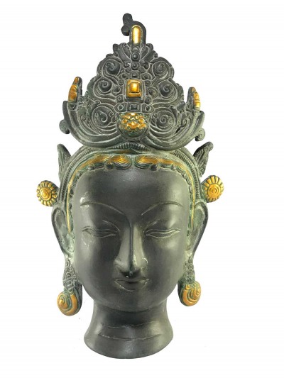 Statue Of Green Tara Head Black Finishing