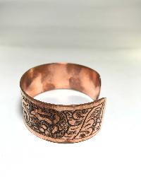 Metal Bracelet Copper Om Mani Padme Hum Carved, Free Size