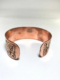 Metal Bracelet Copper Om Mani Padme Hum Carved, Free Size
