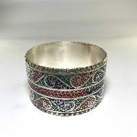 Metal Bracelet With Siku And Stone Setting