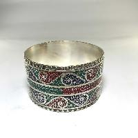 Metal Bracelet With Siku And Stone Setting