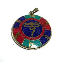 Tibetan Vishwa Vajra And Buddha Eye Metal Pendant With Stone Setting