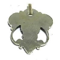 Tibetan Kalachakra Metal Pendant With Stone Setting