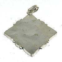 Tibetan Double Dorje And Kalachakra Metal Pendant With Stone Setting