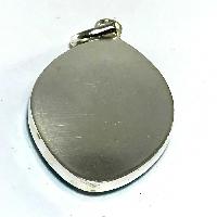 Tibetan Om Mani Padme Hum And Buddha Eye Metal Pendant With Stone Setting