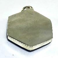 Tibetan Om Mani Padme Hum And Buddha Eye Metal Pendant With Stone Setting