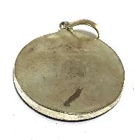 Tibetan Om Metal Pendant With Stone Setting