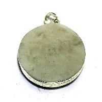 Tibetan Om Mani Padme Hum Metal Pendant With Stone Setting