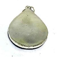 Tibetan Om Mani Padme Hum And Om Metal Pendant With Stone Setting