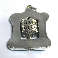 White Metal Prayer Wheel Pendant With Stone Setting
