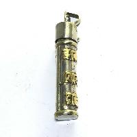 White Metal Pendant [perfume Holder] With Om Mani Padme Hum