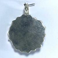 White Metal Kalachakra And Om Mani Padme Hum Pendant With Stone Setting