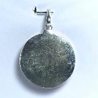 White Metal Om Pendant With Stone Setting