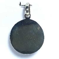 White Om Metal Pendant With Stone Setting