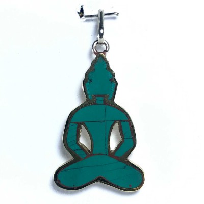 White Metal Buddha Pendant With Stone Setting