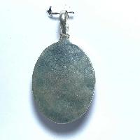White Metal Om Flower Pendant With Stone Setting