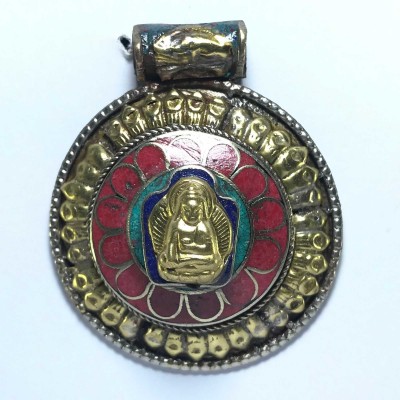 Metal Buddha Pendant With Stone Setting