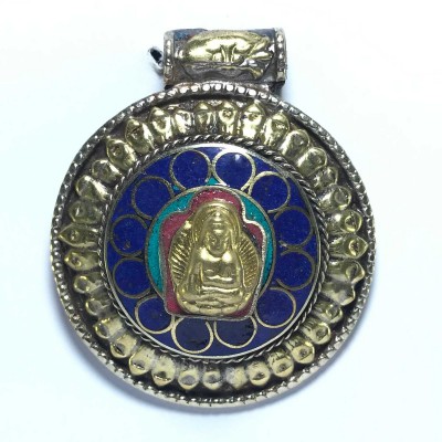 Metal Buddha Pendant With Stone Setting