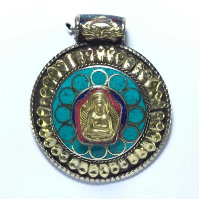 Metal Buddha Pendant With Stone Setting