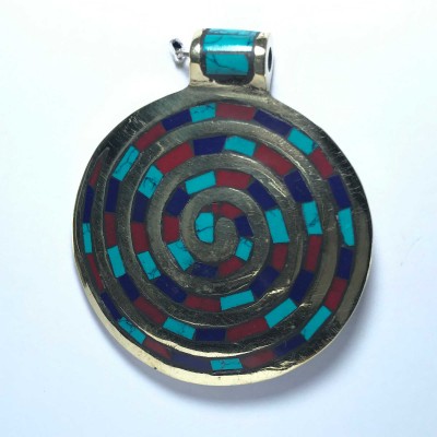 Metal Spiral Pendant With Stone Setting