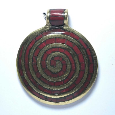 Metal Spiral Pendant With Stone Setting