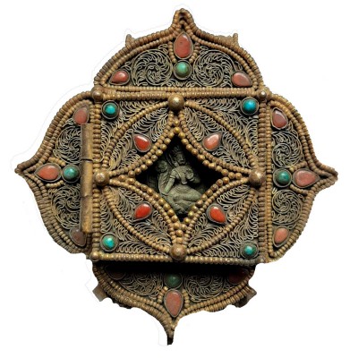 Tibetan Green Tara Pendant With Real Stone Setting
