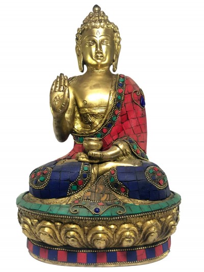 Statue Of Blessing Buddha - Amoghasiddhi, With [stone Setting]