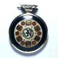 Metal Double Side [buddha Eye, Ganesh] Pendant With [stone Setting]