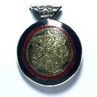 Metal Double Side [buddha Eye, Double Dorje] Pendant With [stone Setting]