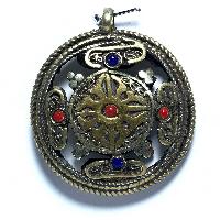 Metal Double Side [buddha Eye And Double Dorje]pendant With [stone Setting]